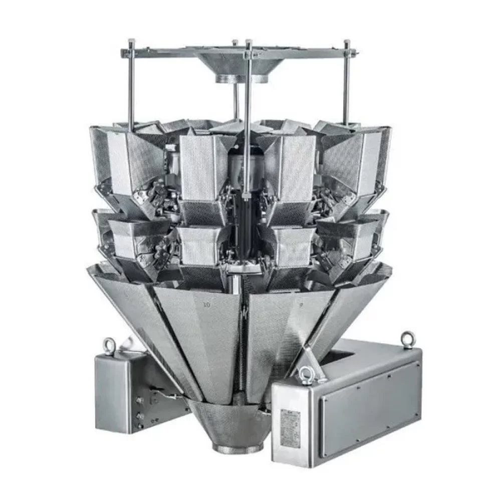 Seval A/S 10-päinen monipäävaaka ruostumattomasta teräksestä elintarviketeollisuuden pakkauslinjastolle.